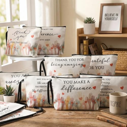 20 Pcs Inspirational Makeup Bags for Women - Appreciation Gift Bulk - Volunteer & Teacher Appreciation