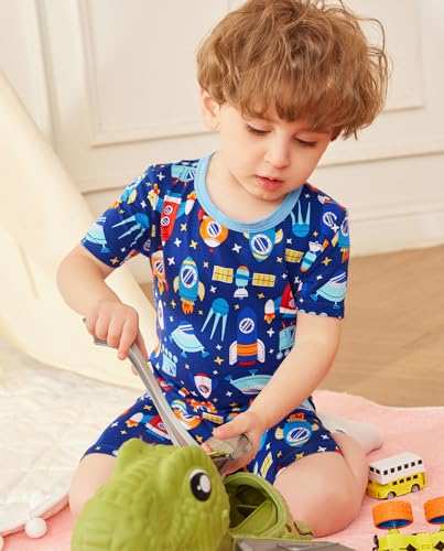 Baby Pajamas Set for Toddler Boys - Short Sleeve Reshinee Bamboo Viscose Rocket Adventure 2-3T