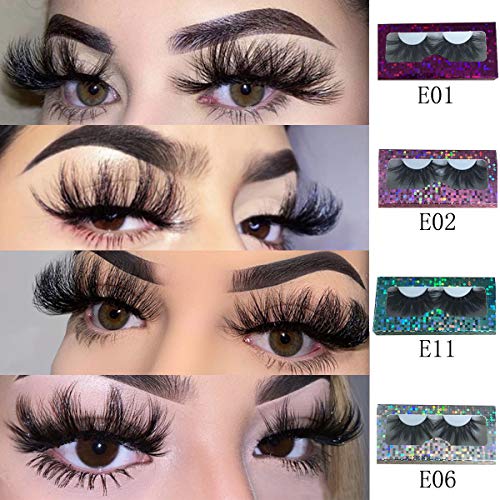 Mikiwi 20 Pack 25mm False Eyelashes, Real Mink, Handmade Full Strip, Cruelty Free, Dramatic 3D Lashes, Black, 20 Pairs