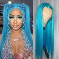 Blue Synthetic Lace Front Wig for Women - Glueless, Pre-Plucked, Natural Hairline