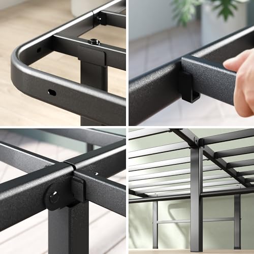 Black King Zinus Rumi Metal Bed Frame with Under-Bed Storage, No Box Spring Needed, Quick Assembly