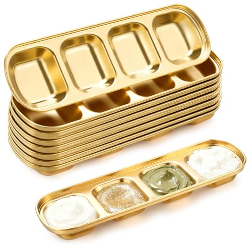 8 Pcs Esthetician Face Mask Trays Set - Gold Stainless Steel, Large, Professional Skincare Organizer
