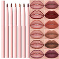 6 Pcs Retractable Natural Nude Beige Colors Lip Liner Lipstick Pencils Set for Shaping & Sculpting Lips,Mauve Maroon Dark Red Orange Chocolate Plum Creamy Matte Velvet Pigmented Crayon