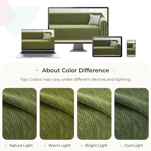 L Shaped Couch Cover for Sectional Sofa 2 Pcs - Green, 2-3 Seats + Chaise