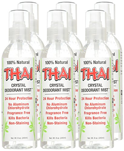 Thai Crystal Deodorant Mist - 8 Oz Pack of 6 Natural Stone Deodorants
