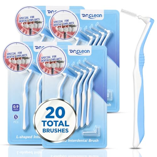 Interdental Brushes for Tight Gaps - 4 Boxes / 20 Pieces, Angled Dental Cleaners for Braces & Back Teeth