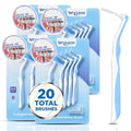 Interdental Brushes for Tight Gaps - 4 Boxes / 20 Pieces, Angled Dental Cleaners for Braces & Back Teeth