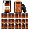 6oz Amber Glass Jars with Lids ? 24 PCS Leak-Proof Cosmetic & Lotion Jars with Inner Liners,Small Travel Jars for Body Scrubs, Creams, Lip Balms, and DIY Projects ?Airtight,Reusable£¨Amber£©