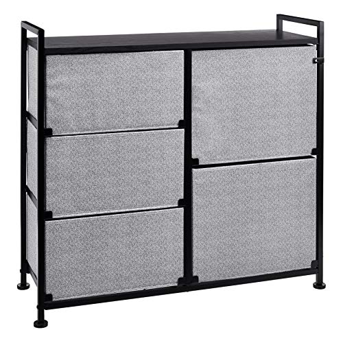 Black Closet Organizer with 5 Fabric Drawers - Versatile Bedroom Storage