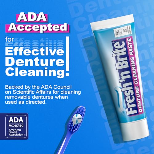 Fresh 'n Brite Denture Cleaner Paste with Dual Action Formula 3.8 oz Pack of 6