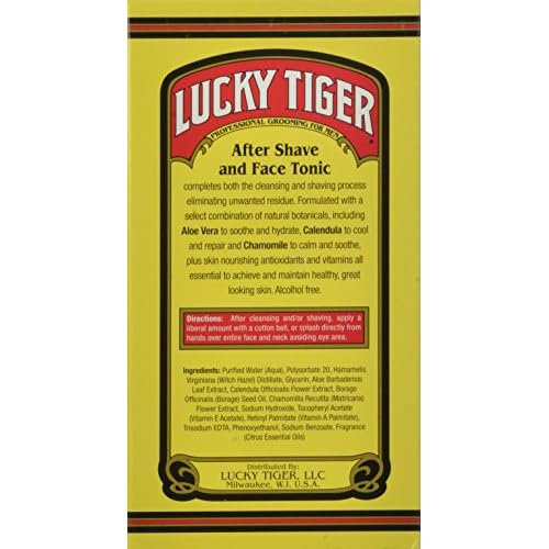 Lucky Tiger After Shave and Face Tonic (8 Fl Oz) ? Alcohol-Free Aftershave Lotion for Men ? Soothing Face Toner with Aloe Vera, Calendula & Chamomile for Razor Burn Treatment