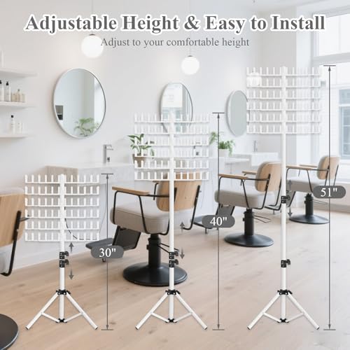 White Braiding Hair Rack with 144 Pegs, Adjustable Standing Organizer for Hair Extensions