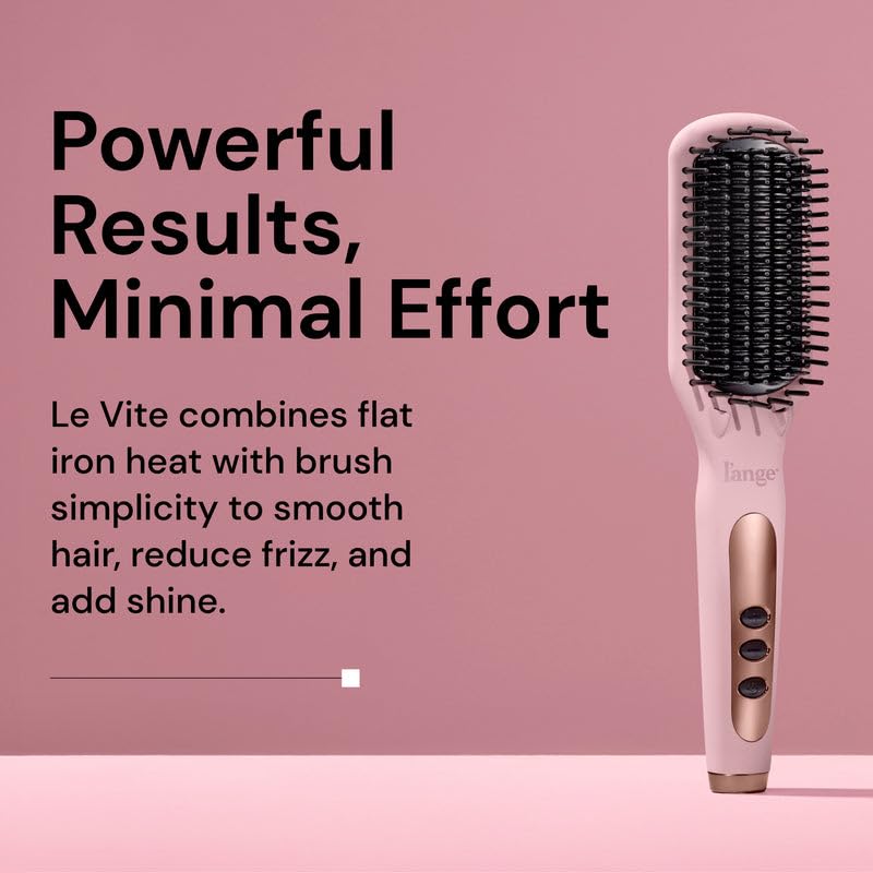 L'ANGE HAIR Le Vite Straightening Brush | Heated Straightener Flat Iron for Smooth, Anti Frizz Hair | Dual-Voltage Electric Brush Straightener | Hot Brush for Styling