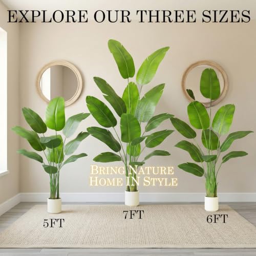 Artificial Bird of Paradise Plant - 6FT Tall Fake Traveler’s Palm Tree - Tropical Decor