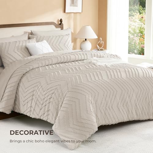 California King Comforter Set with Sheets - Dark Oatmeal Boho 7 Pieces