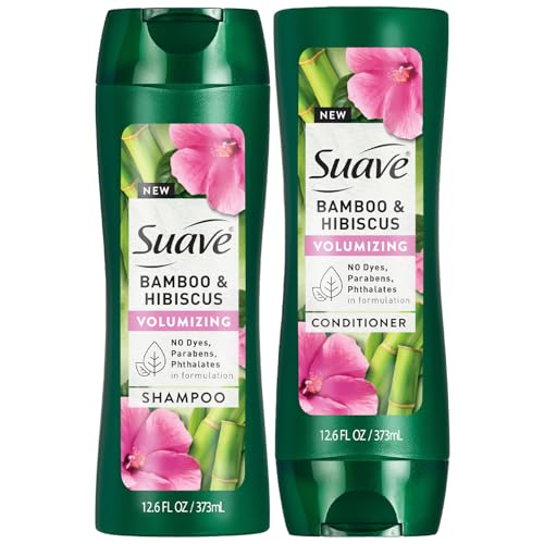 Suave Shampoo and Conditioner Set, Bamboo & Hibiscus ? Volumizing Hair Products for Flat and Fine Hair, 12.6 Oz Each
