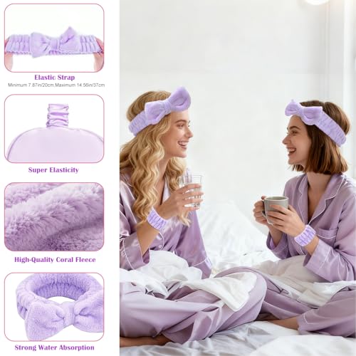 Purple Sleepover Party Supplies Set with Eye Mask Headband & Scrunchies - 1 Pack
