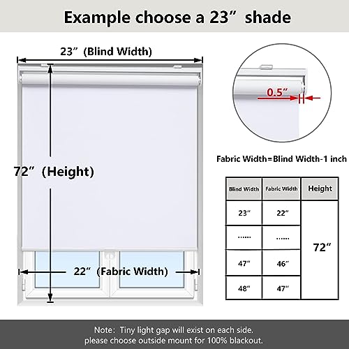 AOSKY Blackout Cordless Roller Shade for Indoor Windows 70x72 White - Energy Efficient & Safe