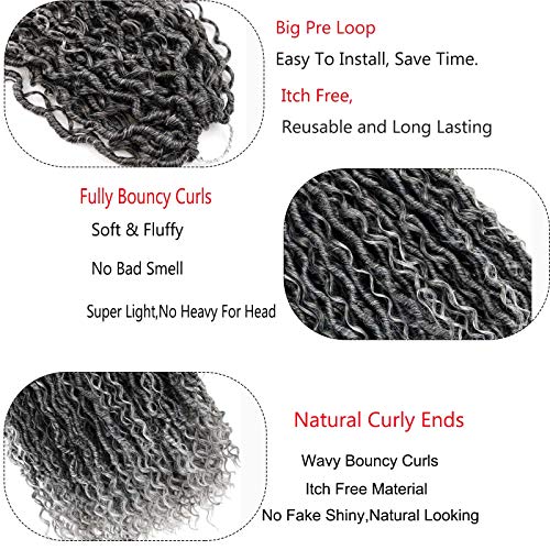 18 Inch Crochet Faux Locs Hair for Black Women - 7 Pack T1B/Gray