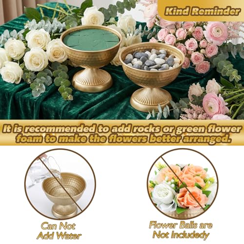Gold Urn Vases for Centerpieces - 6 Inch Metal Decorative Vase Set - Gold / 12