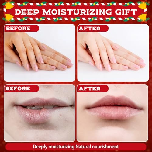 12-Pack Christmas Hand Cream & Lip Balm Gift Set for Women - Festive Scents & Packaging