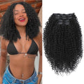 Pink Mango Clip-In Hair Extensions - 6PCS Curly Silk Protein Kinky Hair
