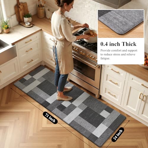 Anti Fatigue Kitchen Runner Mat 24x71 Inches Grey Non Slip Cushioned Floor Rug