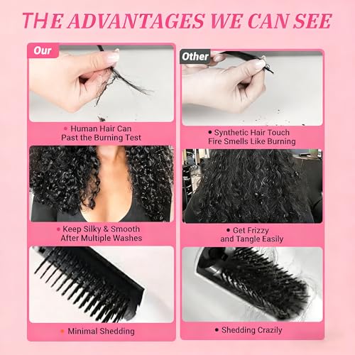 Burmese Curly Human Hair Bundle 14 Inch with Spiral End & Closure - Natural Black