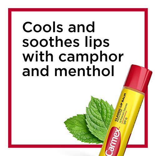 Carmex Classic Medicated Lip Balm Sticks - 12 Count (4 Packs of 3) SPF 15 Lip Moisturizer for Chapped Lips