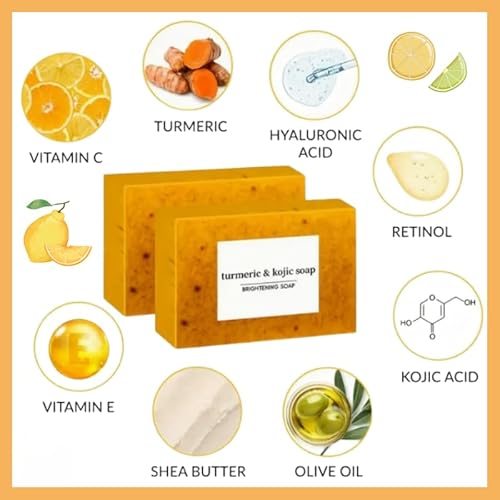 Lemon Turmeric Soap Wash and Care 8Piece Set Facial Cleanser & Soap Bar,Face & Body Cleanser, Face Wash and Natural Handmade for All Skin Types Bring a Bubble