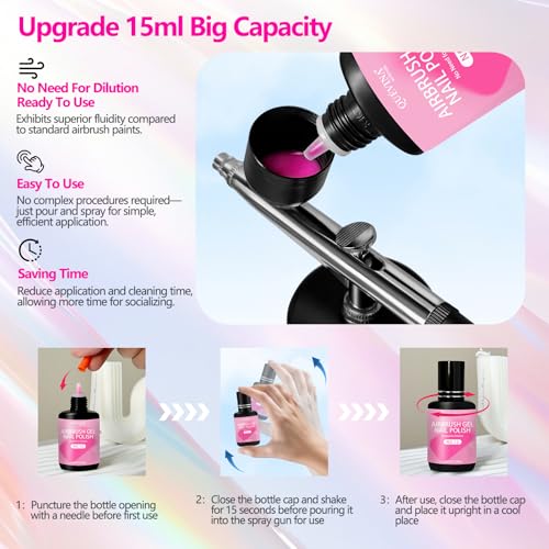 16 Colors Airbrush Gel Nail Polish Set - No Dilution Needed, 15ml x 12 - Variations of THIS listing