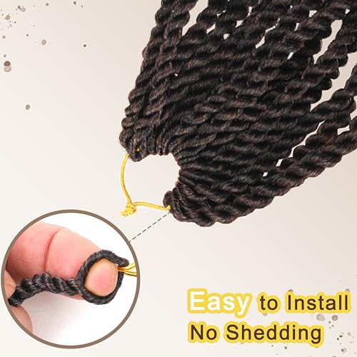 12 Inch Wavy Senegalese Twist Crochet Hair 8 Pack 1B# Synthetic Pre-Looped