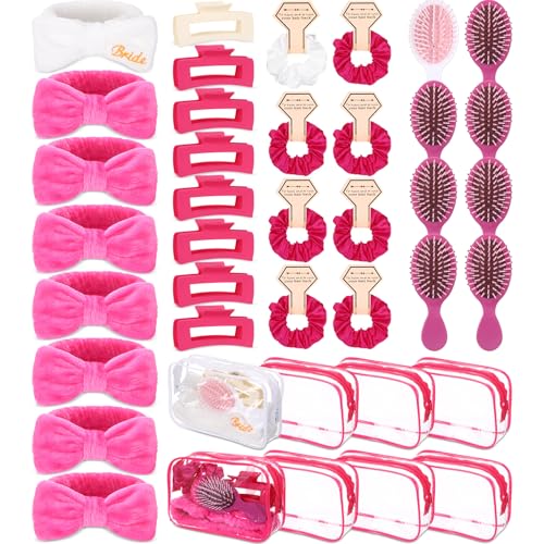 Bridal Party Favors Set - White and Rose Red Bachelorette Gift Pack for Bridesmaids