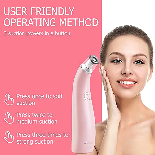 NEWDERMO 2-IN-1 Microdermabrasion Machine for Facial, Diamond Microdermabrasion Device USB Rechargeable (Pink) with Extra Microdermabrasion Filters 120 Pcs