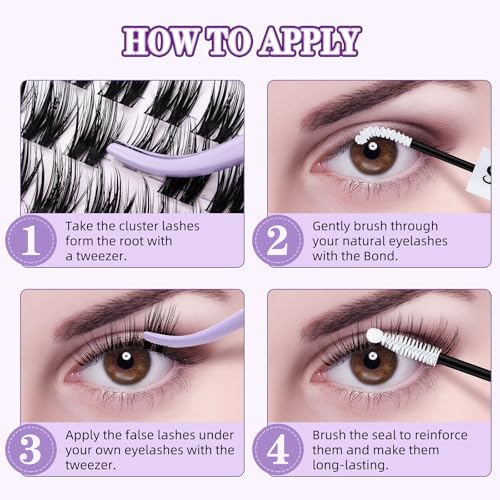 Wispy Lash Clusters 8-18mm C Curl Natural Lash Clusters 144pcs DIY Cluster Eyelash Extensions Individual Lashes Cluster with Spikes (S4 Lashes Only)