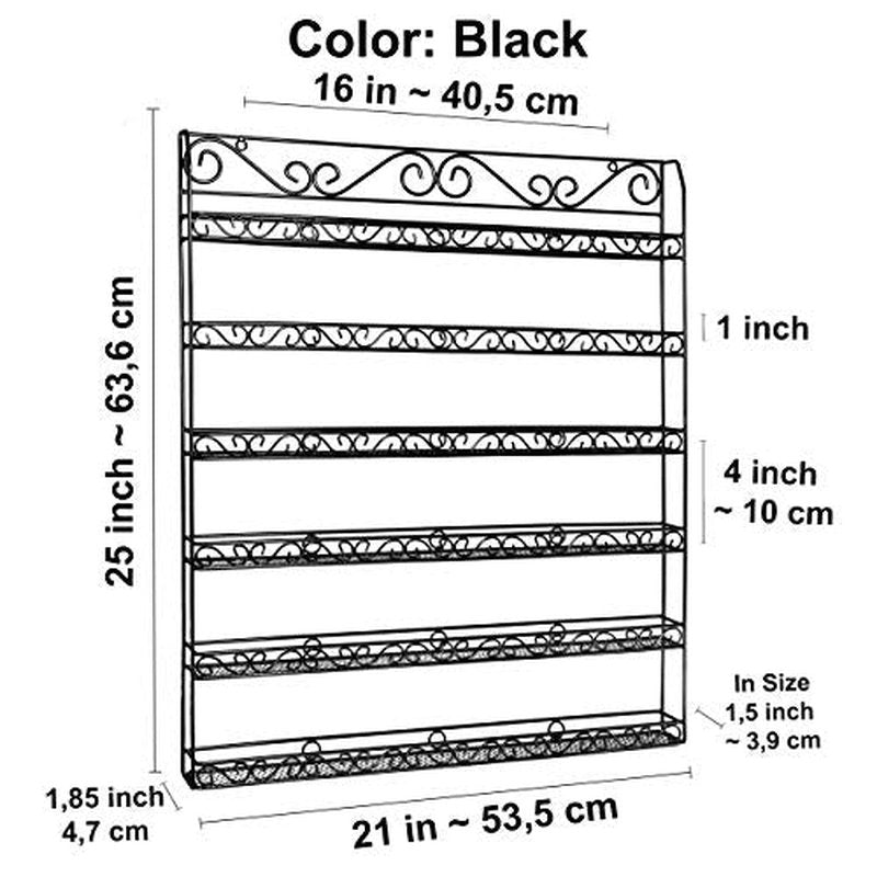 AMT 6 TIER Metal Nail Polish Racks, Fit Up To 108 BOTTLES, Black Wall Mounted, Display for The Wall, Young Living Essential Oils Organizer for Home Salon Business Spa (108 Bottles)