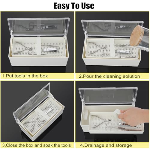 Nail Tool Sterilizer Box with Tray - White, for Nail Art Accessories & Tools