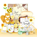 Self Care Gift Basket for Women - Yellow Sunflower Get Well Soon Care Package with Blanket & Spa Items