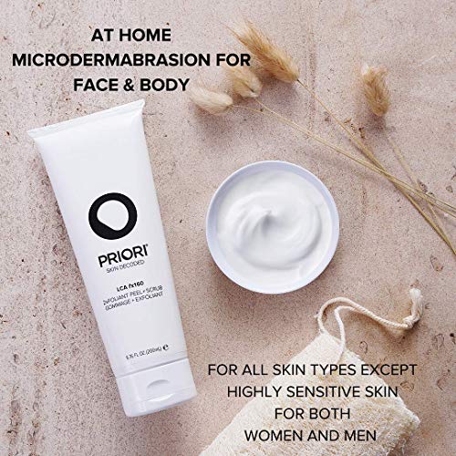 Priori Skincare Peel and Scrub for Face and Body - Lactic Acid Retinol Vitamin C, E At-Home Microdermabrasion Anti-Irritant Dermatologist Tested