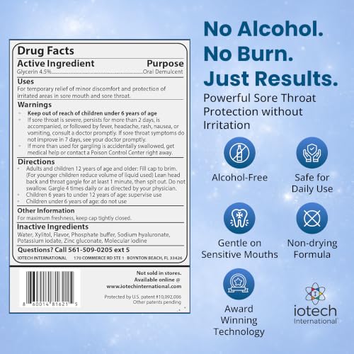 ioRinse STR Mint Sore Throat Relief Gargle - 16.9 Fl Oz, Professional Strength