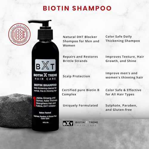 Biotin X Treme Hair Growth Shampoo 8 oz - Natural DHT Blocker for Thinning Hair