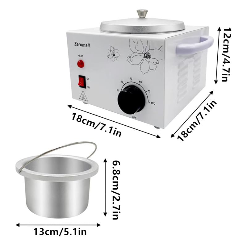 Single Pot Wax Warmer Set with 122 Wax Sticks, Collars & Scraper - Professional Electric Facial Skin SPA Equipment with Adjustable Temperature