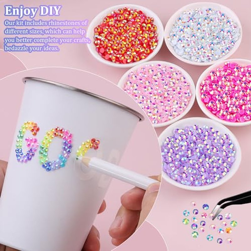30000Pcs Resin Jelly Rhinestones with 1 Pcs B7000 Jewelry Glue for Bedazzling, Multicolor 3mm Flatback Gems for Crafting, Bedazzler Kit for Book Crafts Clothing Shoes Fabric Decor Nail Art Makeup