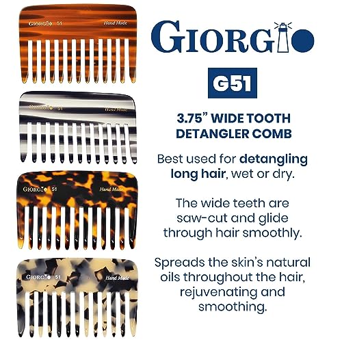 Giorgio 6 Pack Tortoiseshell Wide Tooth Detangling Combs for Thick, Curly Hair