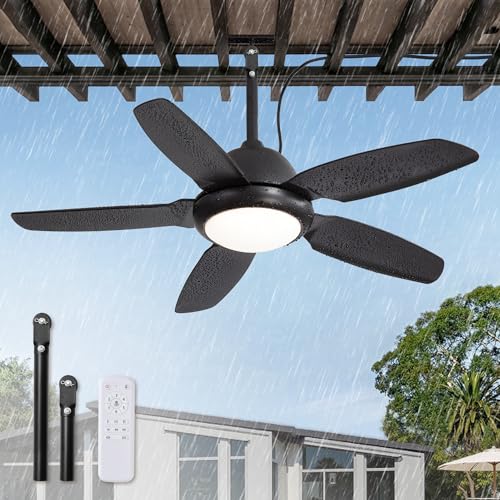 Fanbulous 42 Inch Black Waterproof Outdoor Ceiling Fan with Light (IP65) for Patio