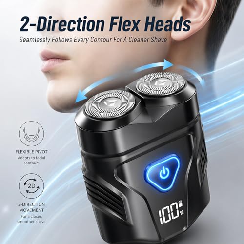 Mini Dual-Head Electric Shaver for Men - Waterproof USB Rechargeable, Black