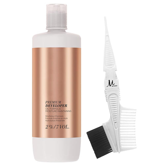 BlondMe Developer 7 Volume 33.8 Oz and M Hair Designs Tint Brush Comb (Bundle), 2.11 Pound (Pack of 1), White