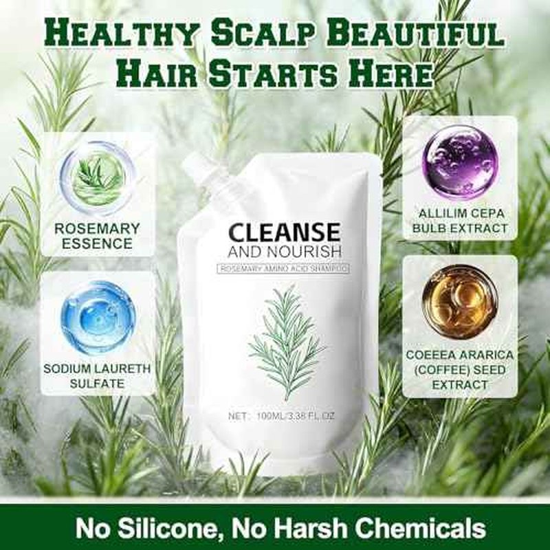 2PCS Rosemary Amino Acid Shampoo, Hair Growth Shampoo for Thinning Hair Women and Men Hair Loss, Controls Oily, Thicken & Strengthen Scalp