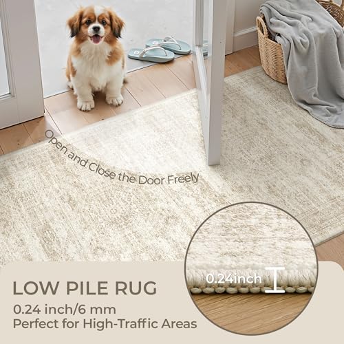Beige Non-Slip Washable Runner Rug 3x20 ft Hallway Carpet - Variation: Beige/Ivory/3' x 20' (Runner)
