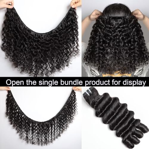 14-Inch Human Hair Extensions with Deep Wave Curl Pattern - Virgin Loose Curly Bundles